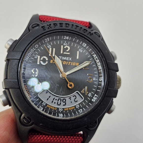 Timex Expedition Analog Digital Men's Watch 40MM NEW Red Nylon Bands NEW Battery - Picture 8 of 16